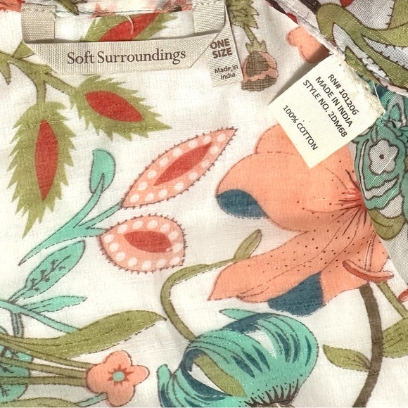 SOFT SURROUNDINGS BOHO FLORAL KIMONO DUSTER TOPPER COVER-UP OPEN CARDIGAN. O/S - Picture 4 of 8